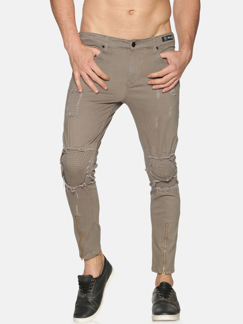 

KULTPRIT Men Khaki Skinny Fit Solid Regular Trousers