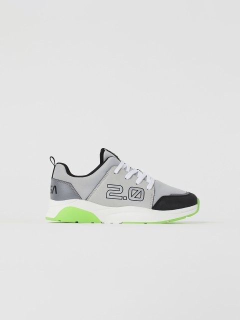 

H&M Kids Grey & Black Printed Trainers