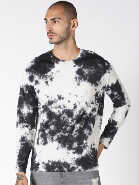 

Blue Saint Men White & Black Dyed Round Neck Cotton T-shirt