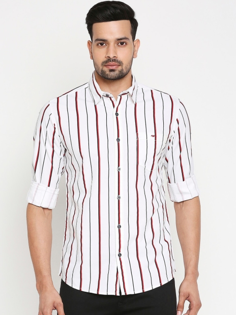 

Mufti Men White & Red Slim Fit Striped Casual Shirt