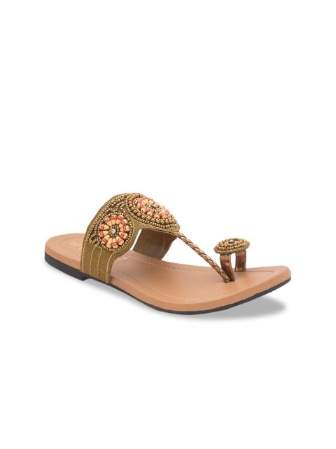 

WALK N STYLE COLLECTION Women Beige Embellished One Toe Flats