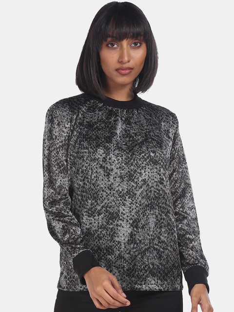 

ELLE Black Printed Regular Top