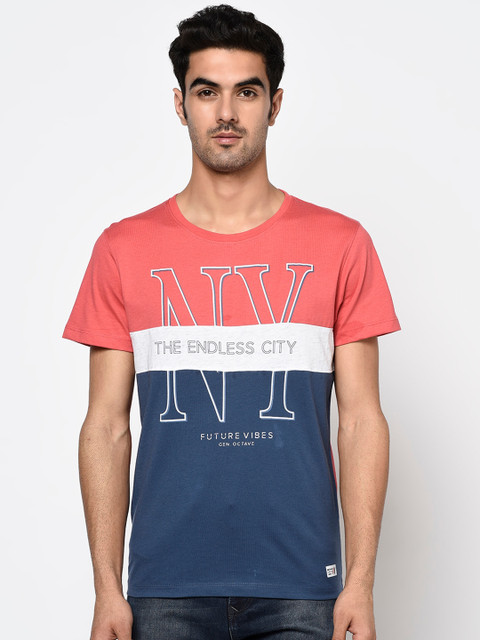 

Octave Men Coral Printed Round Neck T-shirt