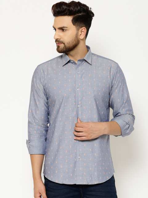 

EPPE Men Indigo Blue Slim Fit Printed Casual Shirt