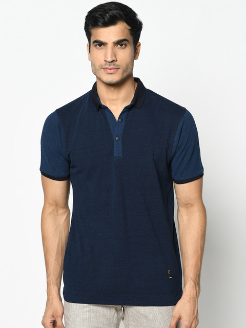 

Blackberrys Men Navy Blue Solid Polo Collar T-shirt