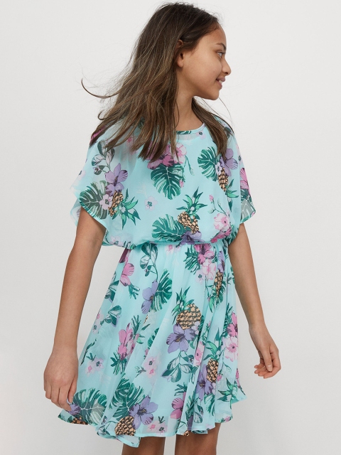 

H&M Girls Turquoise Blue & Pink Chiffon Dress