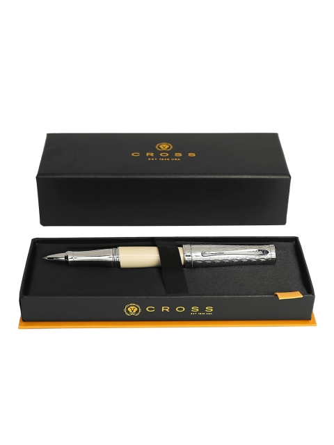 

Cross Off White & Silver-Toned Sauvage Ivory & Python Chrome Roller Ball Pen