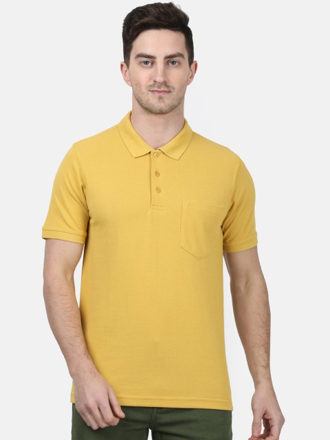 

Monte Carlo Men Yellow Solid Polo Collar T-shirt