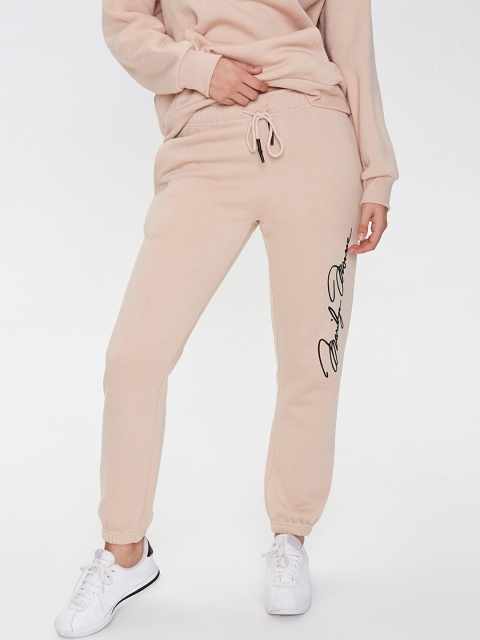 

FOREVER 21 Women Pink Regular Fit Solid Marilyn Monroe Fleece Joggers