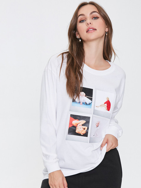 

FOREVER 21 White Printed Regular Top
