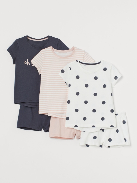 

H&M Girls Multicoloured 3-Pack Night Suits, Multi