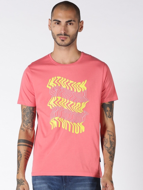 

Blue Saint Men Pink Printed Round Neck T-shirt