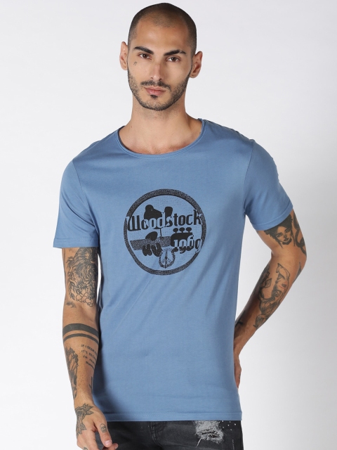 

Blue Saint Men Blue Printed Round Neck T-shirt