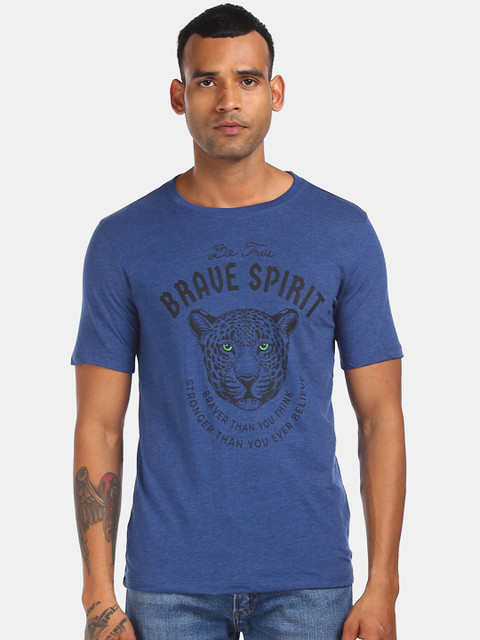

Colt Men Blue Printed Round Neck T-shirt