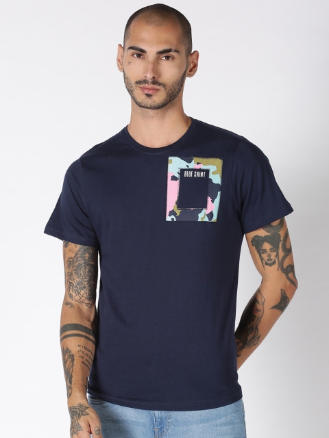 

Blue Saint Men Navy Blue Printed Round Neck T-shirt