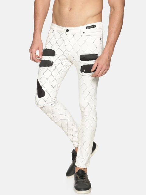 

KULTPRIT Men White Skinny Fit Mid-Rise Highly Distressed Jeans
