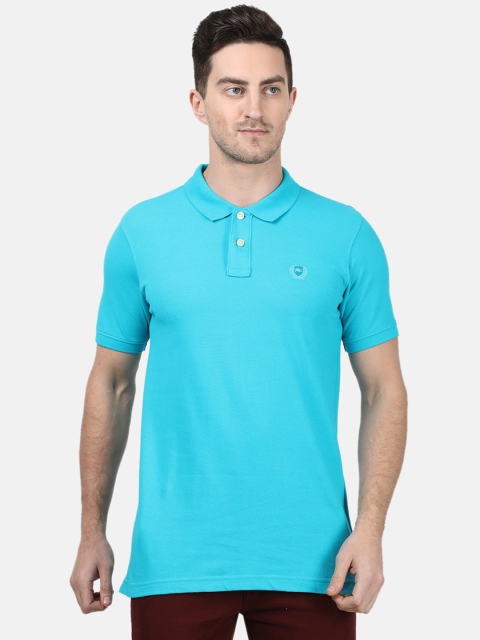 

Monte Carlo Men Turquoise Blue Solid Polo Collar T-shirt