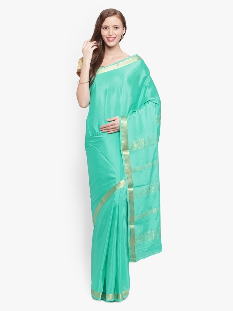 

Sudarshan Silks Green Pure Silk Solid Mysore Silk Saree