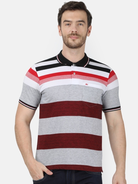 

Monte Carlo Men Grey Striped Polo Collar T-shirt