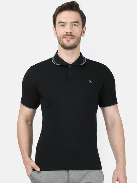 

Monte Carlo Men Black Solid Polo Collar T-shirt