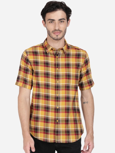 

IVOC Men Mustard Slim Fit Checked Casual Shirt
