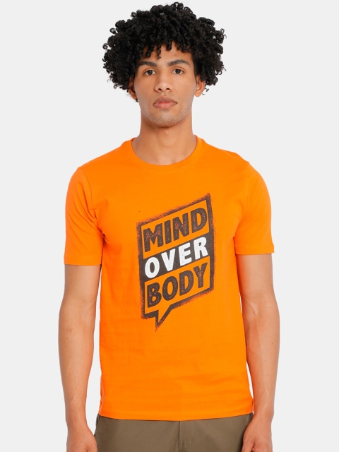 

Colt Men Orange & Grey Printed Round Neck T-shirt