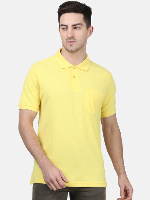 

Monte Carlo Men Yellow Solid Polo Collar T-shirt
