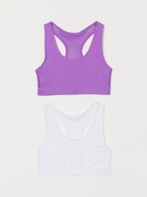 

H&M Girls Purple & White 2-Pack Seamless Tops