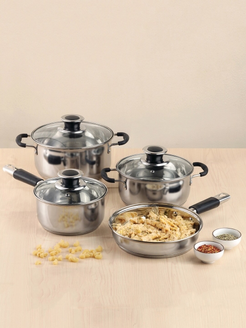 

Vinod Set Of 4 Silver-Toned Stainless Steel Masterchef Cookware Set