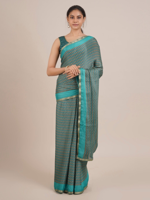 

Pothys Blue Printed Poly Chiffon Saree