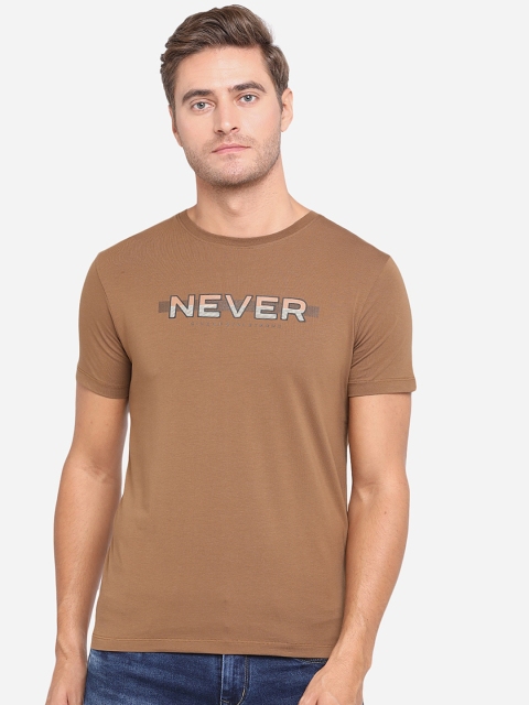 

JADE BLUE Men Brown Printed Round Neck T-shirt