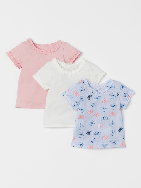 

H&M Girls Multicoloured 3-Pack Cotton Tops, Multi