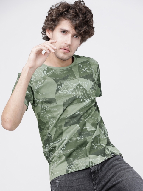 

Ecko Unltd Men Olive Green Printed Round Neck Cotton T-shirt