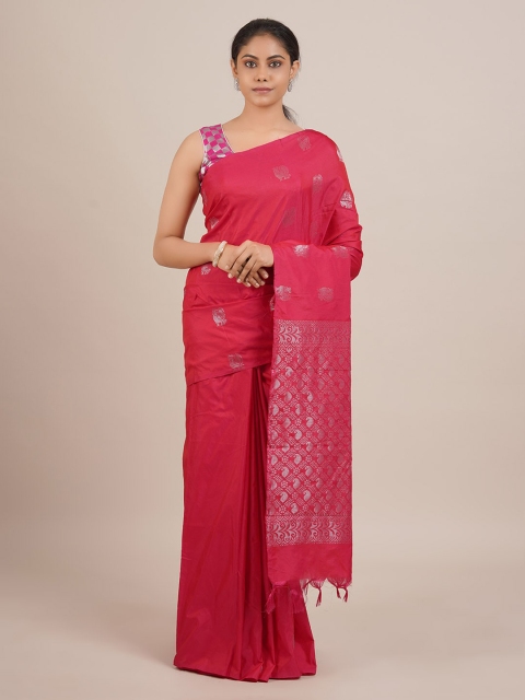 

Pothys Magenta Solid Art Silk Saree