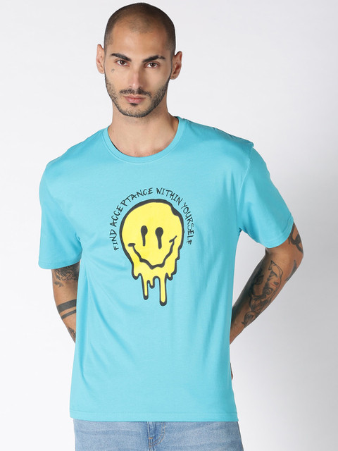 

Blue Saint Men Blue Printed Round Neck T-shirt