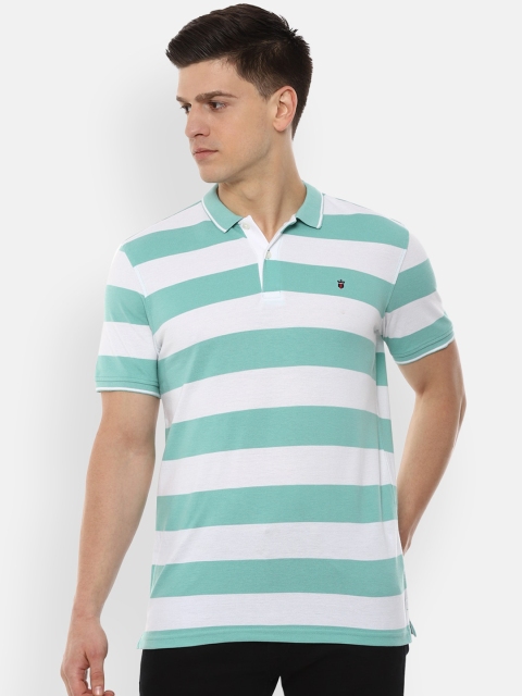 

Louis Philippe Sport Men White Striped Polo Collar T-shirt