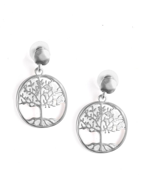 

Foxy Sperks Silver-Toned Circular Drop Earrings