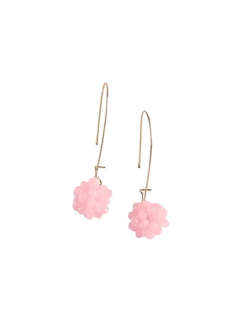 

Foxy Sperks Gold-Toned & Pink Contemporary Drop Earrings