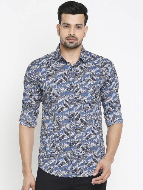 

Mufti Men Blue Slim Fit Printed Casual Shirt
