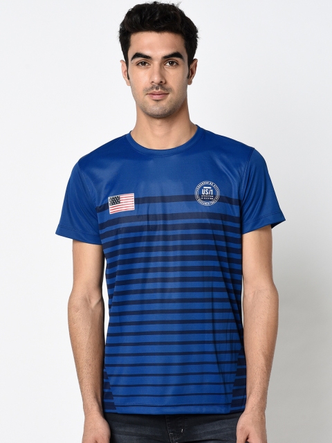 

Octave Men Blue Striped Round Neck T-shirt