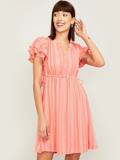 

Fame Forever by Lifestyle Women Pink Striped Fit and Flare Dress