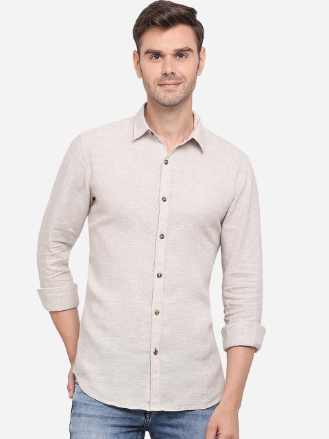 

JADE BLUE Men Ivory Slim Fit Solid Casual Shirt, Off white