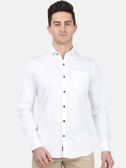 Monte Carlo Men White Slim Fit Solid Casual Shirt
