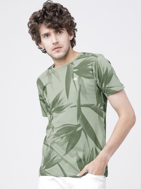 

Ecko Unltd Men Olive Green Printed Round Neck Cotton T-shirt