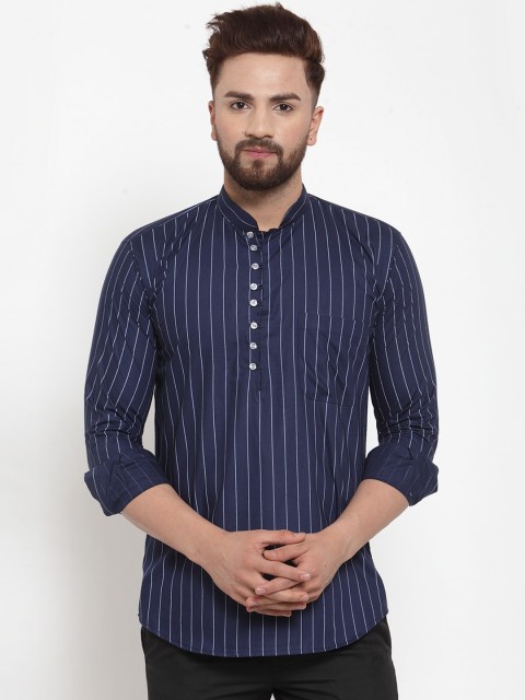 

KLOTTHE Men Blue & Off White Striped Kurta