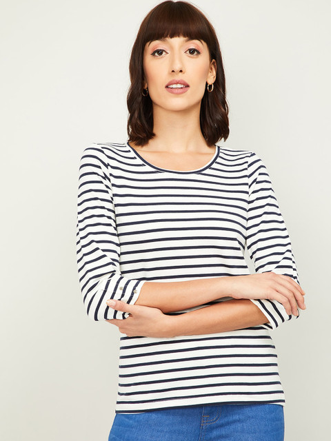 

Bossini Navy Blue Striped Regular Top