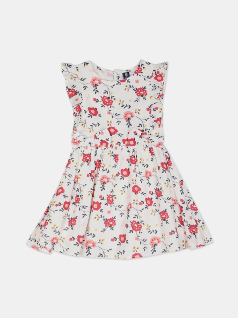 

Cherokee Girls Off-White & Red Floral Printed Fit and Flare Dress