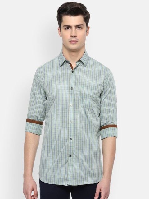 

Van Heusen Sport Men Green & Blue Slim Fit Checked Cotton Casual Shirt