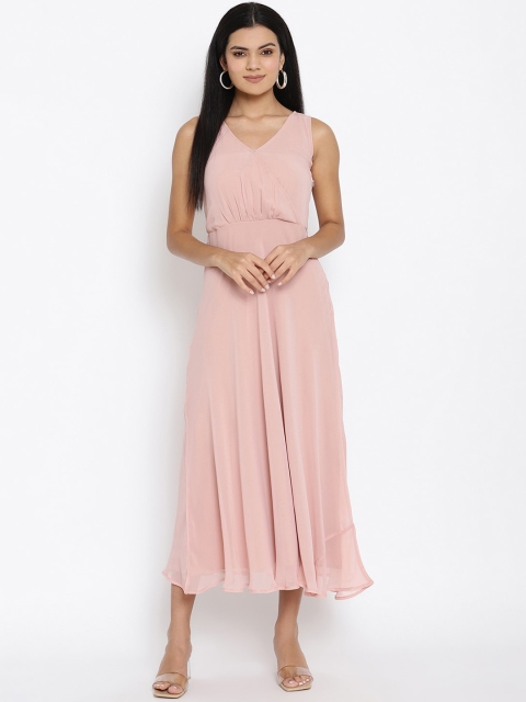 

THREAD MUSTER Women Pink Solid Maxi Dress