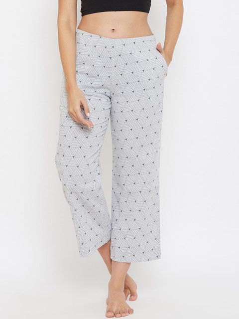 

Clovia Women Grey & Black Printed Lounge Pants